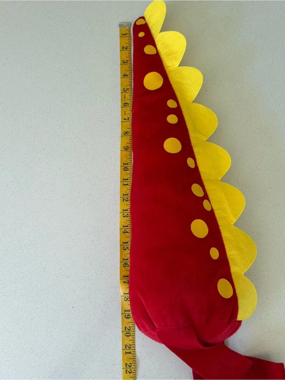 Red Dinosaur Tail Costume Yellow Spikes and Dots (5-12 Years)